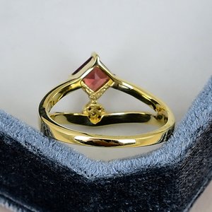 S925 Sterling <b>Silver</b> Garnet <b>Ring</b> Gold Plated Classic Women Engagement <b>Ring</b> Prong Set Geometric Split <b>Band</b> Wholesale <b>Ring</b> - Product Image 3