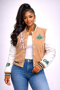 Custom Women's Classic Varsity Letterman Jacket College Style Baseball Bomber <b>Coat</b> Casual Fashion Outerwear Premium Quality - Product Image 6