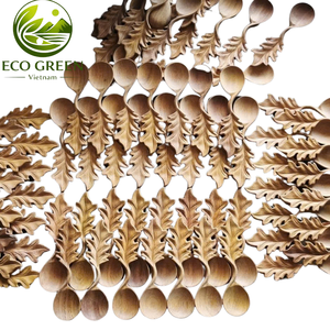 Cuchara de Madera Tallada Artesanal, Utensilio de Cocina de Madera Natural, Herramienta Rústica Hecha a Mano para Cocinar y Servir, Vajilla Sostenible para Venta al por Menor - Product Image 1