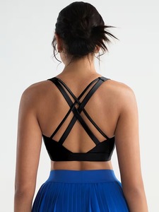 Brassière de sport pour femme en maille interlock, dos ouvert, avec panneau sous-poitrine, élastique et compressive, pour fitness et danse - Product Image 6