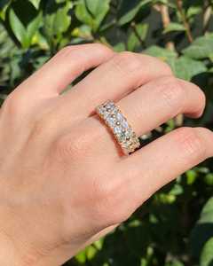Wholesale 14k 18k Gold Lab Grown Diamond Solitaire Wedding Ring Double Row Prong Set Wide Cocktail Matching Band Manufacturer - Product Image 3