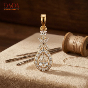 Collier Pendentif Diamant Forme Poire Élégant Or 18K Bijou Floral Luxe Cadeau Mariage Mots-clés SEO - Product Image 4