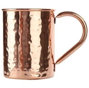 Classic <b>Double</b> <b>Wall</b> Stainless Steel Moscow Mule Hammered <b>Mug</b> with Brass Handle and Straw - Product Image 1