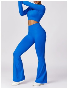 Ensemble de 3 pièces pour femmes : haut sans couture à manches longues, soutien-gorge et leggings taille haute – Tenue de sport, fitness, yoga - Product Image 2