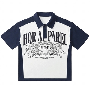 HQR APPAREL Chemise Homme Noire à Manches Courtes avec Logo Imprimé sur le Devant, Bordure Contrastante, Coupe Classique, en Jersey de Coton Respirant et Décontracté - Product Image 2