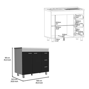Mobili da Cucina Bianchi/Neri con Doppie Ante e Tre Cassetti, Design Elegante della Base - Product Image 4