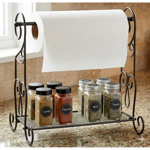 Metal <b>Kitchen</b> Paper Towel and Spice <b>Rack</b> Organizer Multifunctional Standing <b>Storage</b> - Product Image 3