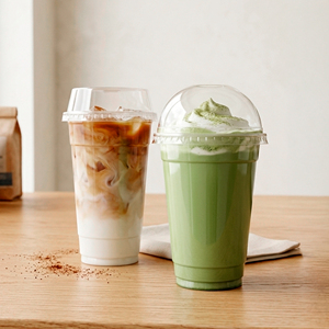 Transparent PP <b>Plastic</b> <b>Cups</b> With Dome Lids For Matcha Coffee Takeaway 95mm Cold Beverage <b>Cup</b> - Product Image 1