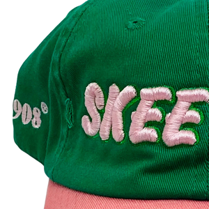 Skee Wee Green Pink <b>Hat</b> Embroidered Letter Baseball <b>Cap</b> Two Tone Adjustable Cotton Headwear Casual Fashion Vintage Style <b>Hat</b> - Product Image 4