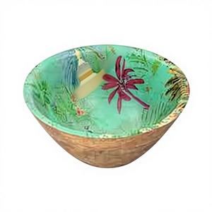 Cuenco para servir de madera de acacia impreso personalizado de diseño moderno caliente Nuevo diseño más vendido para fiesta del fabricante en la India - Product Image 1