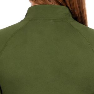 Haut de performance pour femme, vert olive, à manches longues, col zippé, extensible et respirant, pour l'équitation et l'entraînement équestre - Product Image 4