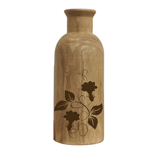 Jarrón de Madera Rústico con Diseño Floral, Maceta Vintage para Mesa, Maceta Decorativa de Madera al por Mayor, Jarrón Decorativo para Flores - Product Image 1