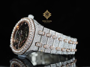 นาฬิกาข้อมือผู้ชาย Pahal Jewels รุ่นหรูหรา ระบบจักรกล ขนาด 40 มม. ตัวเรือนสแตนเลส กระจกแซฟไฟร์ ประดับเพชร หน้าปัดแบบโครงกระดูก สายแบบอนาล็อก ขนาด 16 มม. - Product Image 2