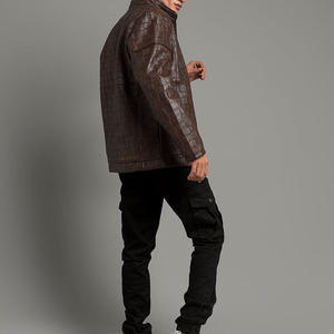 Chaqueta de Cuero Personalizada a la Moda para Hombre, Estilo Urbano, Impermeable y Resistente al Viento, con Cuello Alto, para la Temporada de Invierno - Product Image 6