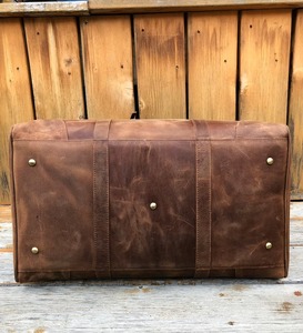 Sac de voyage unisexe en cuir véritable, style vintage, sac de week-end, grande capacité, bagage à main, poche pour chaussures, portable - Product Image 6