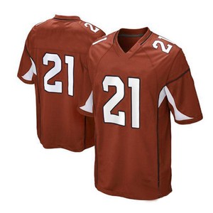 Men's <b>Red</b> American Football Jersey Number 21 V-Neck Short Sleeve Moisture Wicking Polyester Apparel - Product Image 1