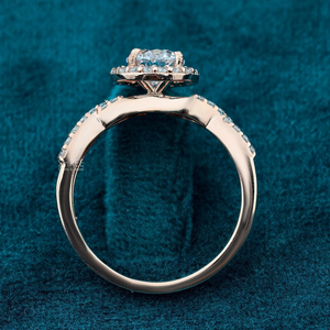 Bague solitaire en diamant de laboratoire 1 carat, or 18 carats, halo, fiançailles, anniversaire, bande torsadée infini, classique, luxe, bague de promesse - Product Image 2