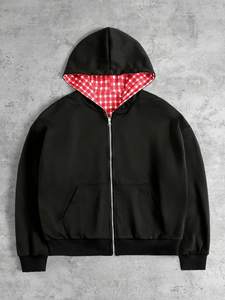 Sudadera con capucha reversible de poliéster con cremallera completa OEM ODM, con estampado personalizado, corte regular, estilo otoñal, informal y a la moda para hombre - Product Image 2
