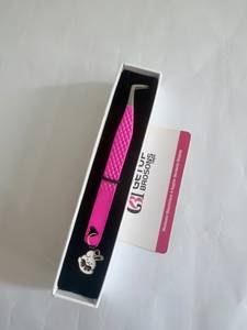 GETUP BROSONS 90 Degree <b>Boot</b> Eyelash Tweezers Stainless Steel Smooth Precision Pink Handle With Charm <b>Box</b> Packaging - Product Image 5