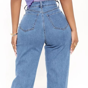 BEST ROCK INTERNATIONAL Jeans de Mezclilla Casuales de Cintura Media y Pierna Recta para Mujer, Nueva Colección de Alta Calidad, 100% Algodón Transpirable - Product Image 6