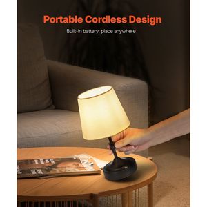 Lampada da Tavolo Ricaricabile Senza Fili 5200mAh, 3 Livelli di Luminosità, Paralume in Tessuto, Colori 2700K 3000K, Piccola Lampada da Scrivania per Camere da Letto - Product Image 3