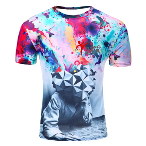 T-shirt de sublimation noir et blanc vierge de haute qualité et pas cher, 100% polyester, pour hommes, avec sublimation - Product Image 1