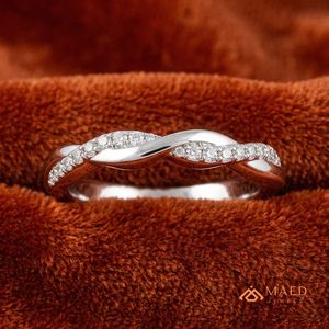 Anillo de Plata de Ley 925 con Moissanita Trenzada, Anillo de Boda con Diamantes, Joyería Fina, Anillo de Eternidad para Mujer - Product Image 4