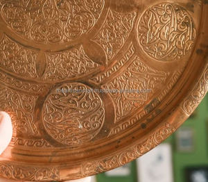 Bandeja de Servicio de Cocina de Cobre Antiguo, Martillada a Mano, Plato Redondo Grande Vintage, Tamaño Personalizado, Vajilla Decorativa, Bandeja de Una Sola Capa para Alimentos - Product Image 4