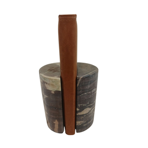 Modern Green Marble Bookends with Brown Leather Spine for Home Decoration - Product Image 1