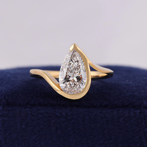 Pear Cut Diamond Engagement Ring white Gold Tension Setting Women's Romantic Fine Jewelry - Product Image 3