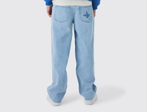 Jeans de Mezclilla Personalizados de Alta Calidad para Hombre, Jeans Holgados con Costuras Reforzadas, Parches Desgastados y Lavado a la Piedra - Product Image 4