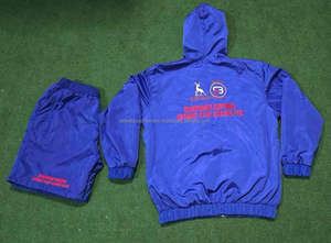 Conjunto corto cortavientos personalizado de alta calidad para hombre, conjunto de chándal de nailon cortavientos transpirable de ajuste relajado sólido para verano - Product Image 4