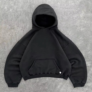 Sweat à capuche personnalisé pour homme, coupe ample, épais, en molleton polyester/coton 220/240 g/m², à épaules tombantes, court, doublé matelassé, brodé, collection Printemps - Product Image 5