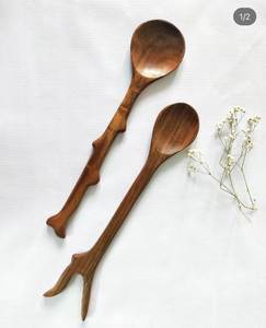Minimalist Natural Wooden Mini Spoon <b>Sets</b> of 4 Pcs With Brass Handle Masala measuring spoons kitchenware Tableware Spoon <b>Set</b> - Product Image 3