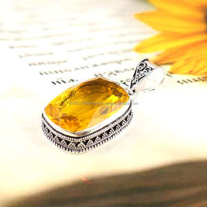 Collier pendentif en argent Sterling 925 Citrine pendentif en pierres précieuses pour chaîne bijoux faits à la main Citrine bijoux cadeau pour sa mère - Product Image 3