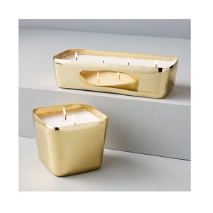 Vente en gros de pots à bougies en métal géométrique, contenants à bougies gravés avec couvercle, fournitures de bougies personnalisées de luxe - Product Image 1