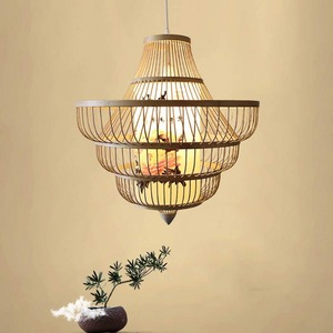 Abat-jour en bambou et rotin, design actuel, fait main, luminaire suspendu pour intérieurs de luxe - Product Image 4