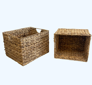 Luxury <b>Rectangle</b> Natural Water Hyacinth <b>Storage</b> <b>Basket</b> with PP String Eco-Friendly Multifunction Design Multi-Purpose - Product Image 3
