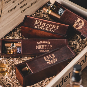 Custom Wooden Wine Bottle Gift <b>Box</b> Single Bottle Whiskey <b>Storage</b> Case with Rope Handle and Personalized Engraving - Product Image 4