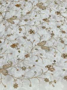 Luxury Beaded Embroidery Fabric Heavy <b>Sequins</b> Lace Fabric French Tulle Mesh Bead Work Wedding Dress Party Gown <b>Material</b> - Product Image 4