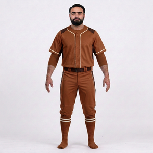 Ensemble de vêtements de baseball pour hommes, pantalon en jersey uni, respirant, 100% polyester, fermeture à boutons, coupe régulière, toutes saisons, antibactérien - Product Image 1