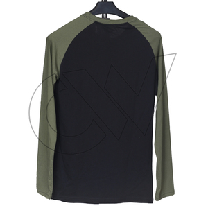 Camiseta de Manga Corta Raglán para Hombre 2027, Color Negro y Verde Oliva en Contraste, Cuello Redondo Informal, 100% Algodón Jersey, Corte Regular - Product Image 2