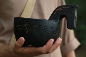 Tasse à café Kuksa artisanale en bois brûlé antique, fabriquée à la main, récipient à boire traditionnel scandinave pour le camping - Product Image 4