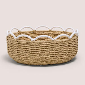 Corbeille à fruits en corde de papier tressée à la main avec piédestal, panier décoratif en jonc de mer naturel, décoration de table écologique pour la maison - Product Image 6