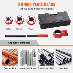 Kit Filettatore Manuale Portatile a Cricchetto per Tubi 1/2'' NPT 3/4'' NPT 1'' NPT - Set di 3 Filettatori Elettrici per Tubi - Product Image 2