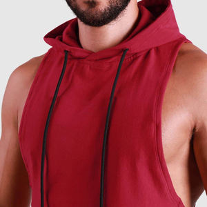 Camiseta sin Mangas para Hombre de Alta Calidad con Capucha, Logotipo Personalizado, Servicio OEM, Elegante, Moderna, para Fitness, Running, Transpirable, de Secado Rápido, Cuello en V - Product Image 4