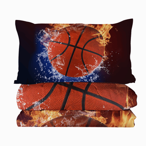 Juego de edredón de 3 piezas con diseño de baloncesto y fuego para cama individual, fino y con efecto de fuego, solo para elegir. - Product Image 4