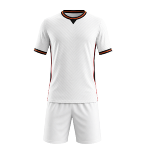 Premium Minimalist White Soccer uniform Set with Orange and Black Trim Sublimated Football Uniform - Product Image 1