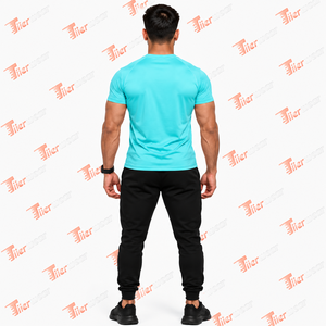 Chemise de compression de course à pied de haute qualité T-shirt de gymnastique musculaire à col rond Logo personnalisé Sports logo personnalisé T-shirts de compression pour hommes - Product Image 4