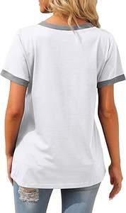 Womens T Shirts Short Sleeve V Neck Loose Casual Summer <b>Tops</b> 2026 with Pocket - Product Image 4